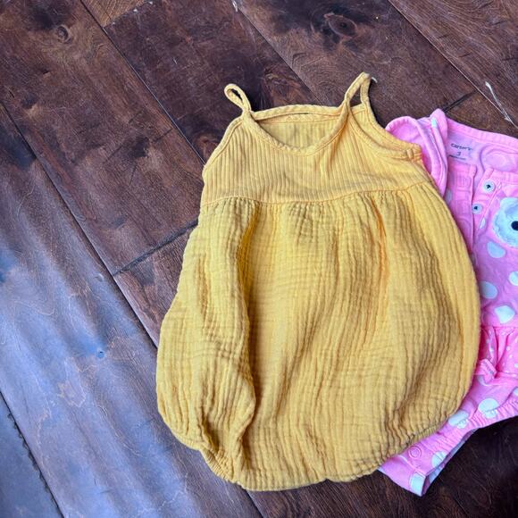 Carter's Girls 3 Month Romper Summer Outfits Lot of 5 Blue Pink Oange - Picture 9 of 10